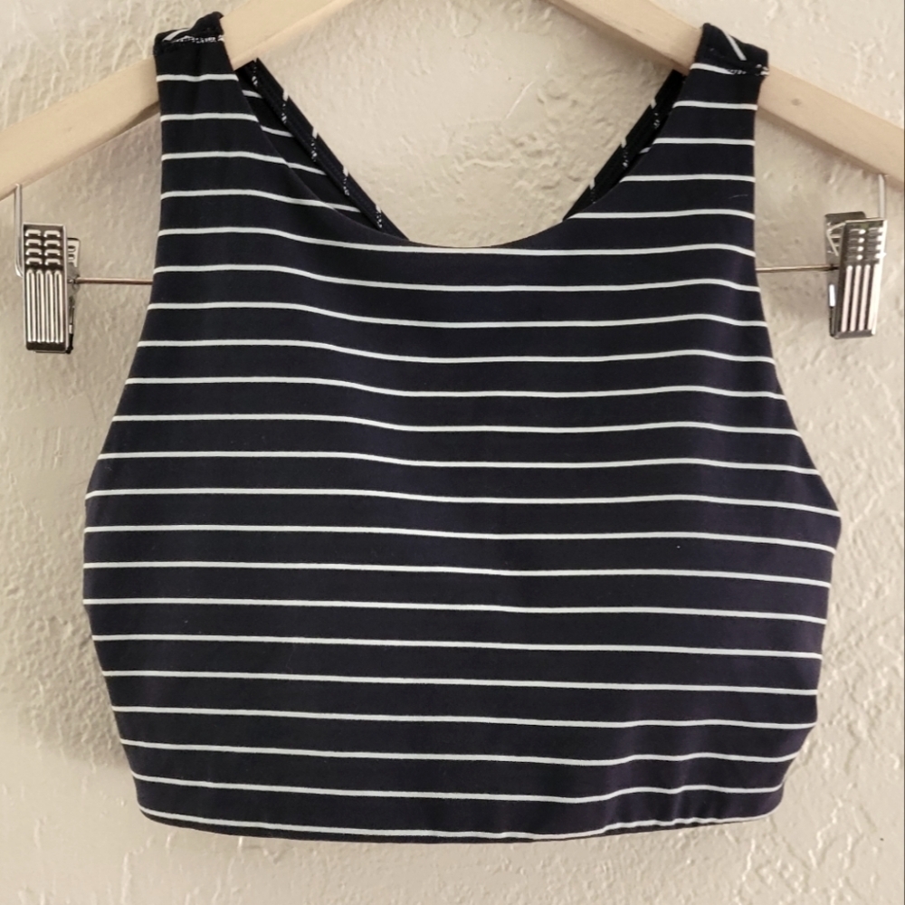 Athleta Stripe High Neck Bra Size Small